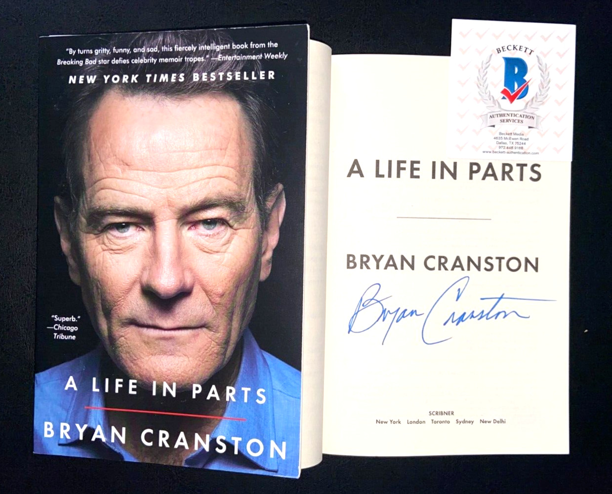 BRYAN CRANSTON SIGNED A LIFE IN PARTS BOOK ACTOR BREAKING BAD WALTER WHITE BAS