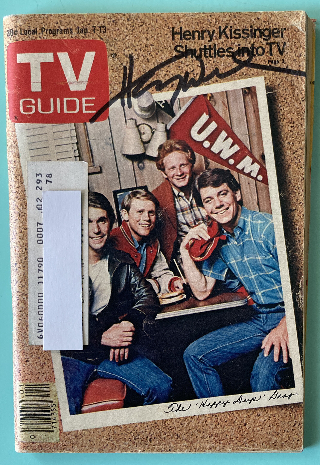 Henry Winkler Signed TV Guide January 7 1978 / Label Attached – LI NY Edition