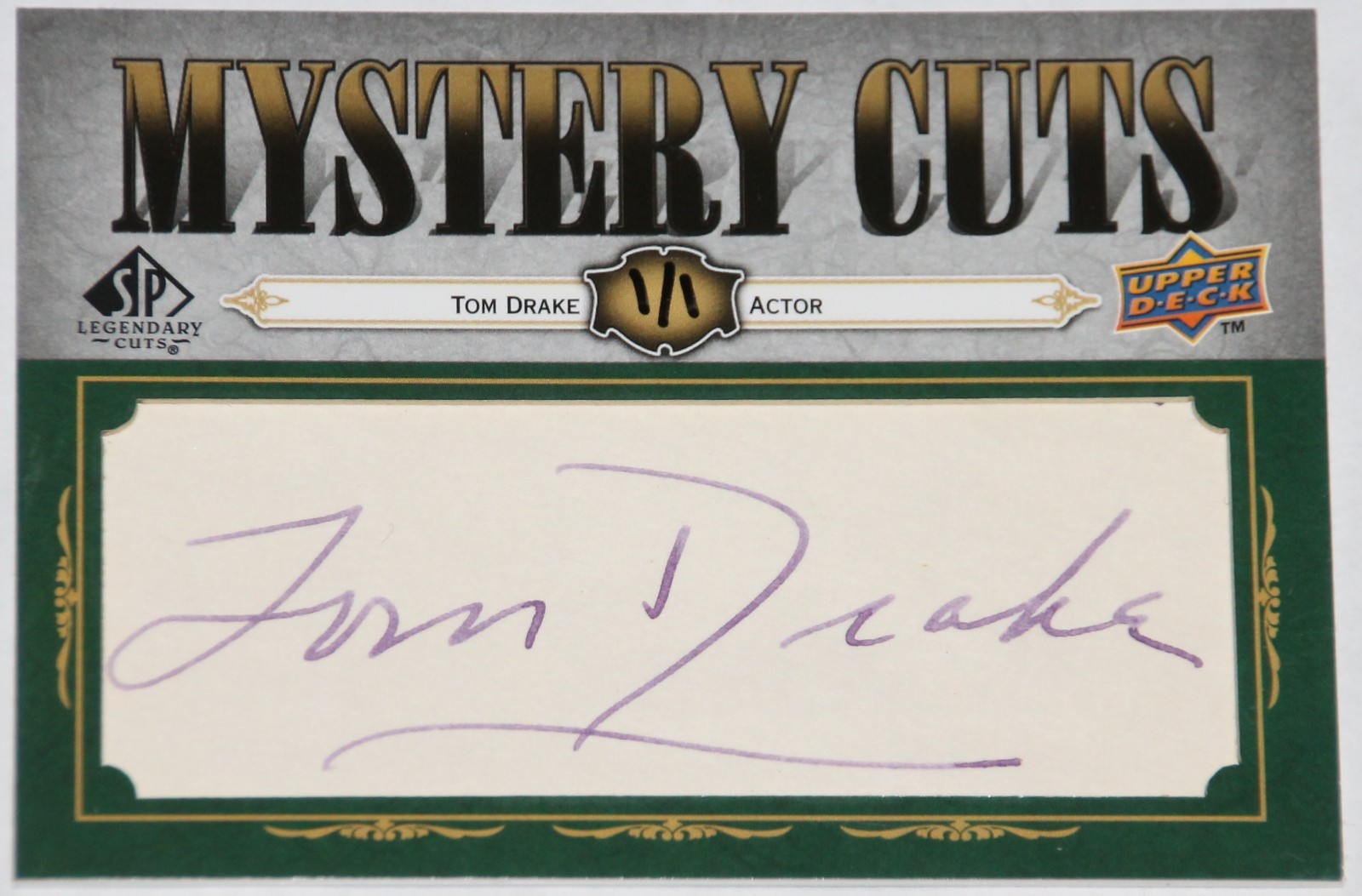 SIGNED 2008 UPPER DECK SP LEGENDARY MYSTERY CUTS ACTOR TOM DRAKE #d 1/1 AUTO JSA