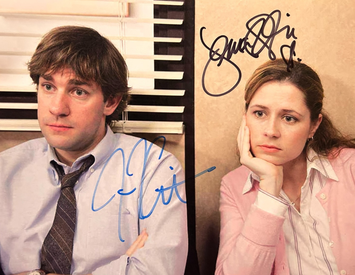 THE OFFICE Signed Jim & Pam: Krasinski, Fischer 8×10″ Authentic Autographs w/COA