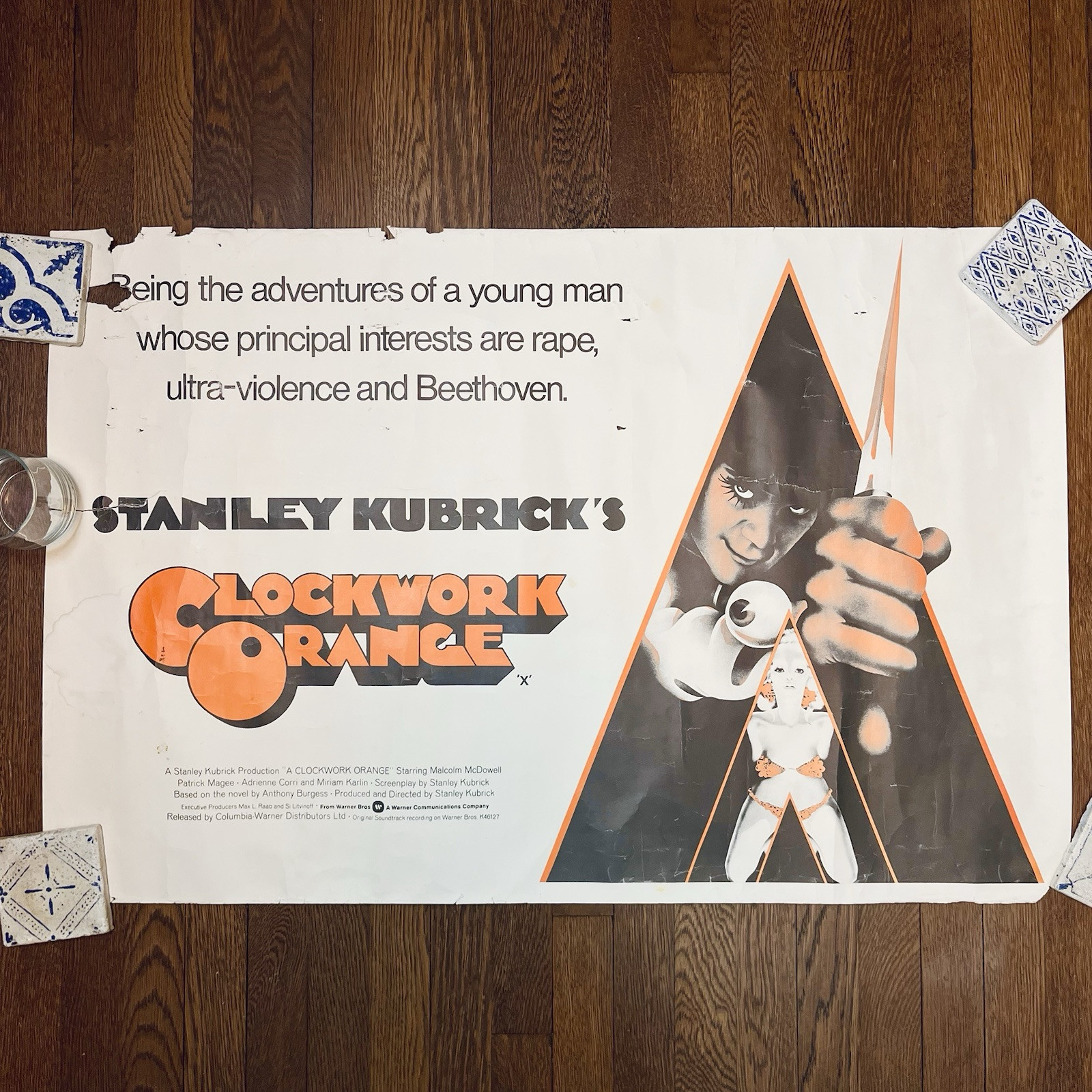 Vintage CLOCKWORK ORANGE UK Quad Poster Original 30X40 McDOWELL RARE! 1971
