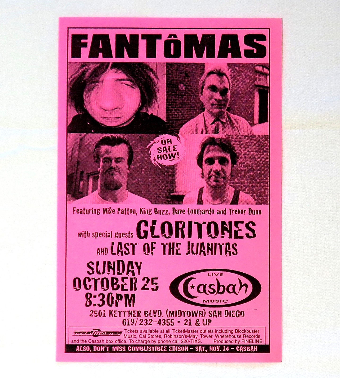 Fantomas Show Flyer 1999 San Diego Casbah Melvins Mr Bungle Slayer Mike Patton