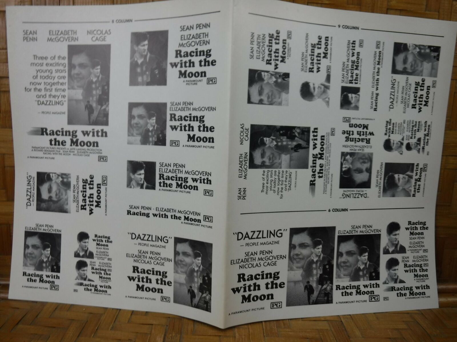 RACING WITH THE MOON Movie Mini Ad Sheet Vintage Advertising Poster Sean Penn