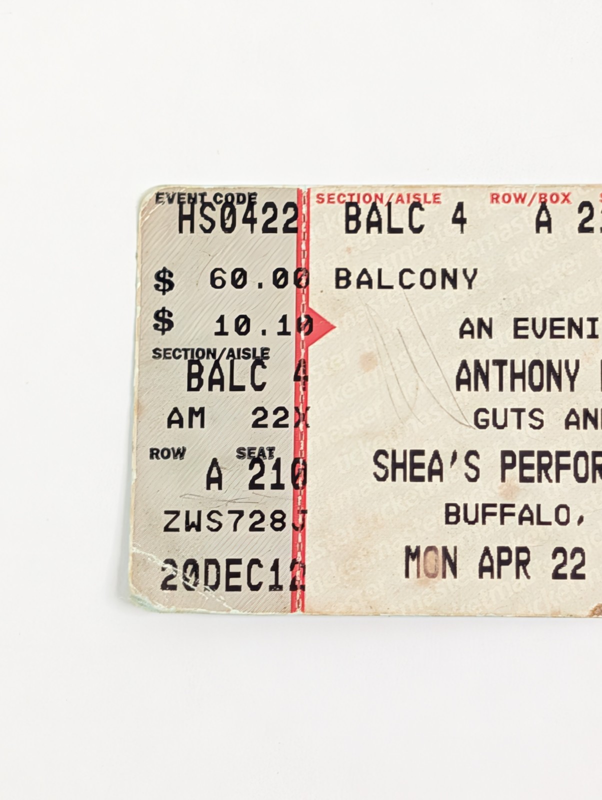 Anthony Bourdain Concert Ticket Shea’s Performing Arts Center Buffalo 2013