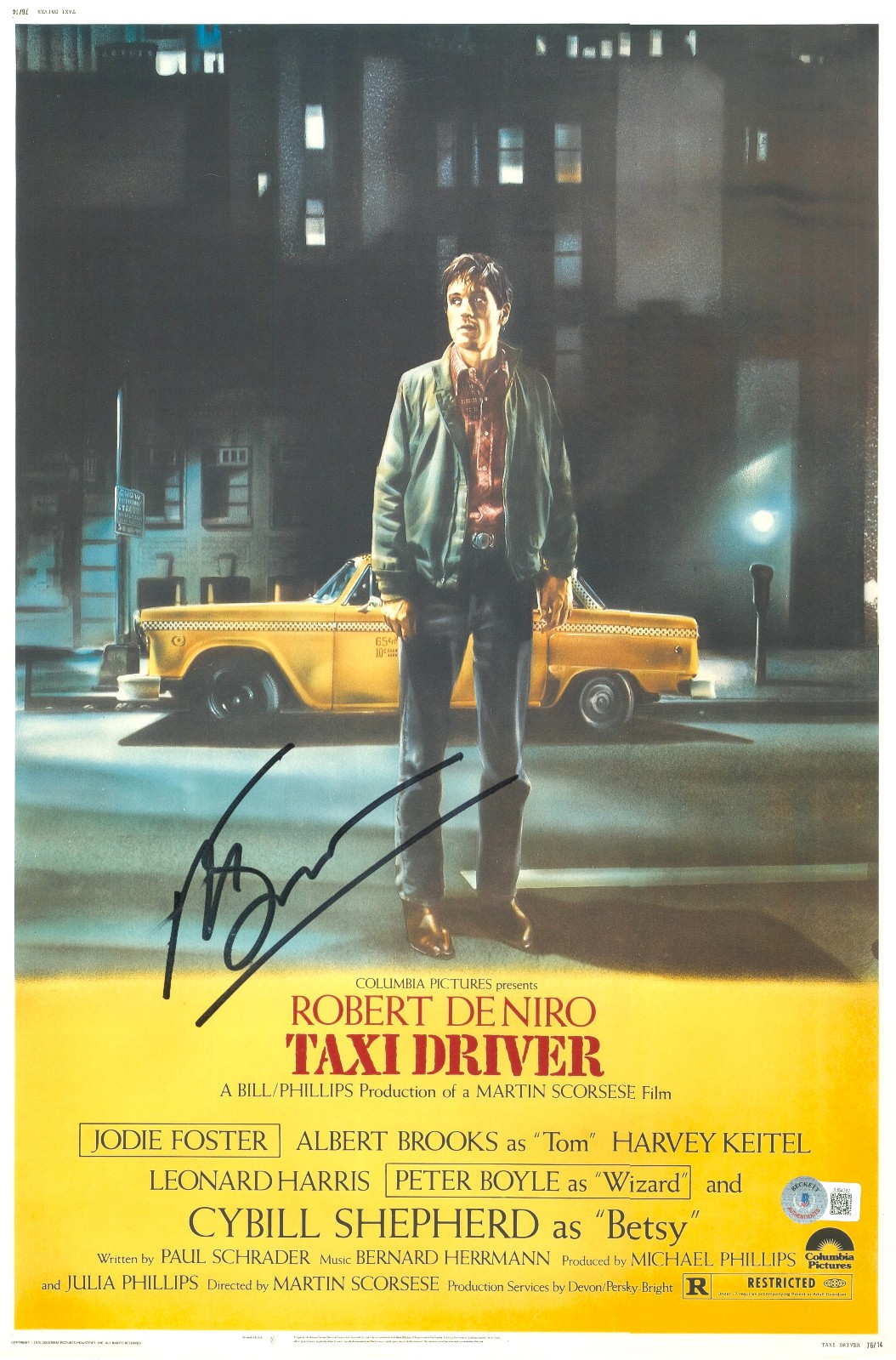 MARTIN SCORSESE SIGNED AUTOGRAPH TAXI DRIVER 12X18 PHOTO MINI POSTER BAS BECKETT