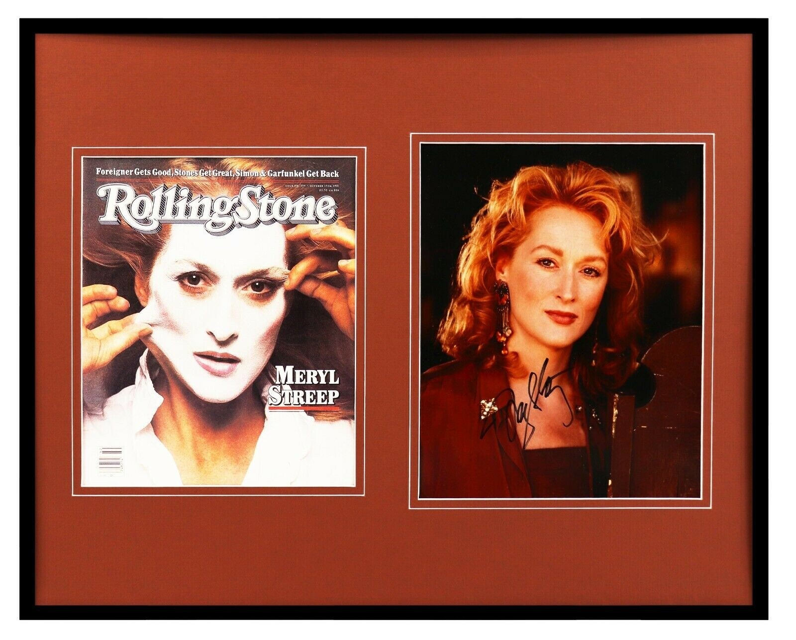 Meryl Streep Signed Framed 16×20 Photo & Rolling Stone Cover Display