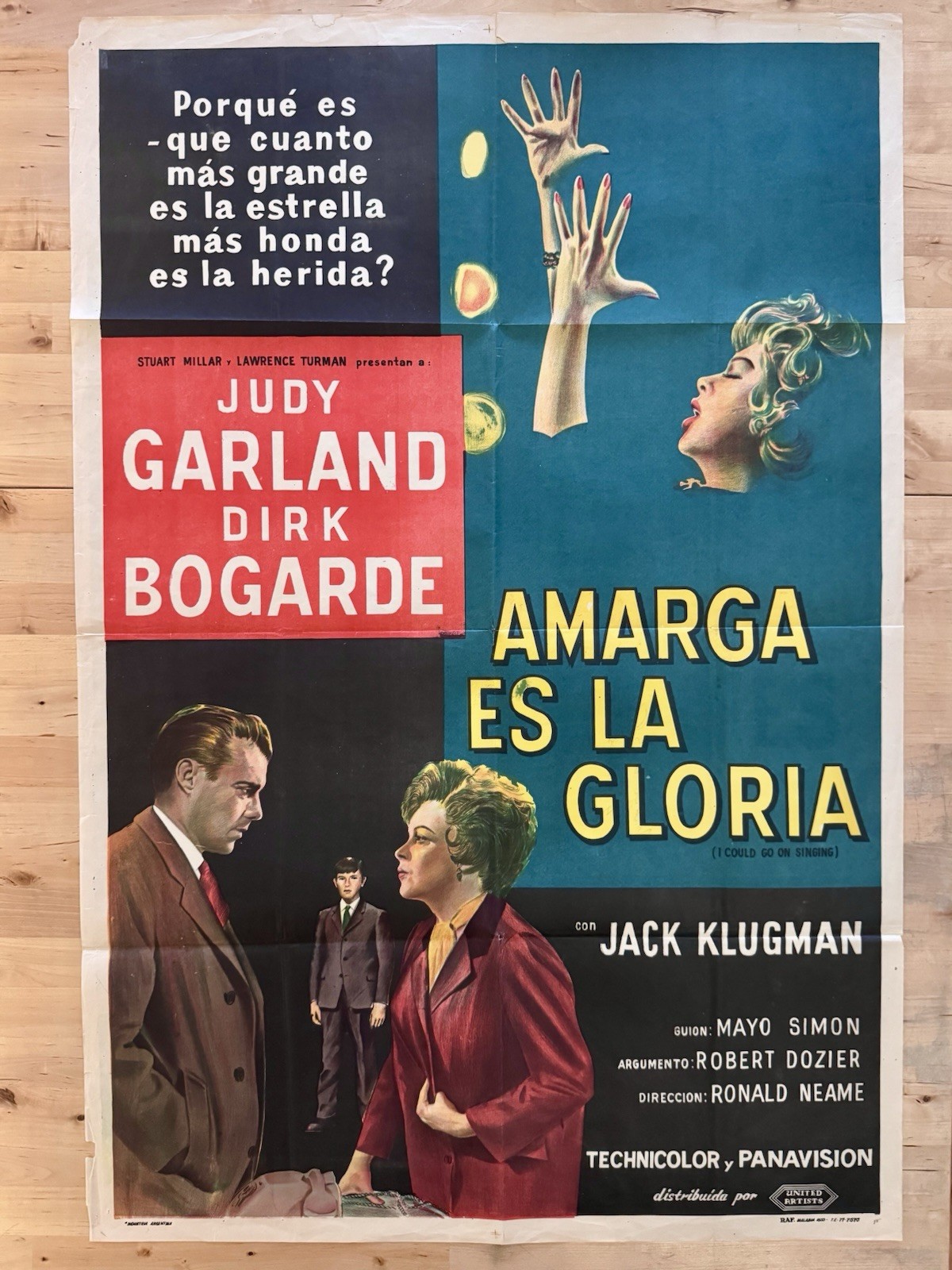 I COULD GO ON SINGING 1963 Argentinean Movie Poster Judy Garland Dirk Bogarde