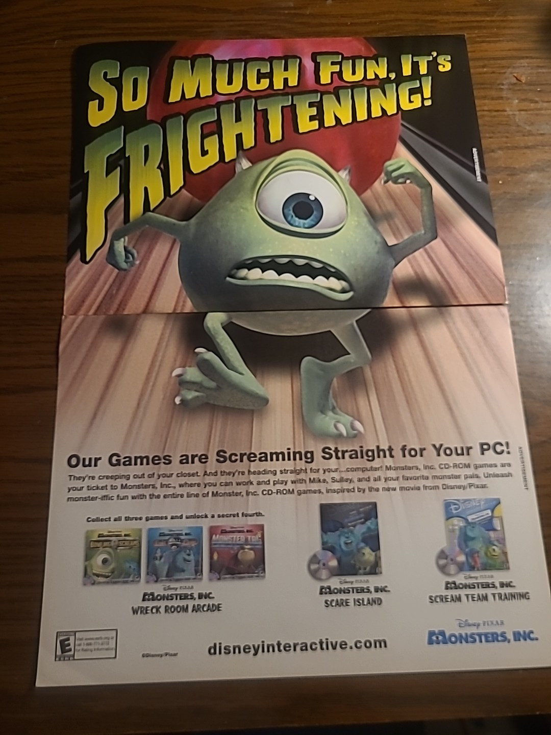 Monsters Inc Disney Video Games Vintage 2001 Print Ad 16×11 Great To Frame