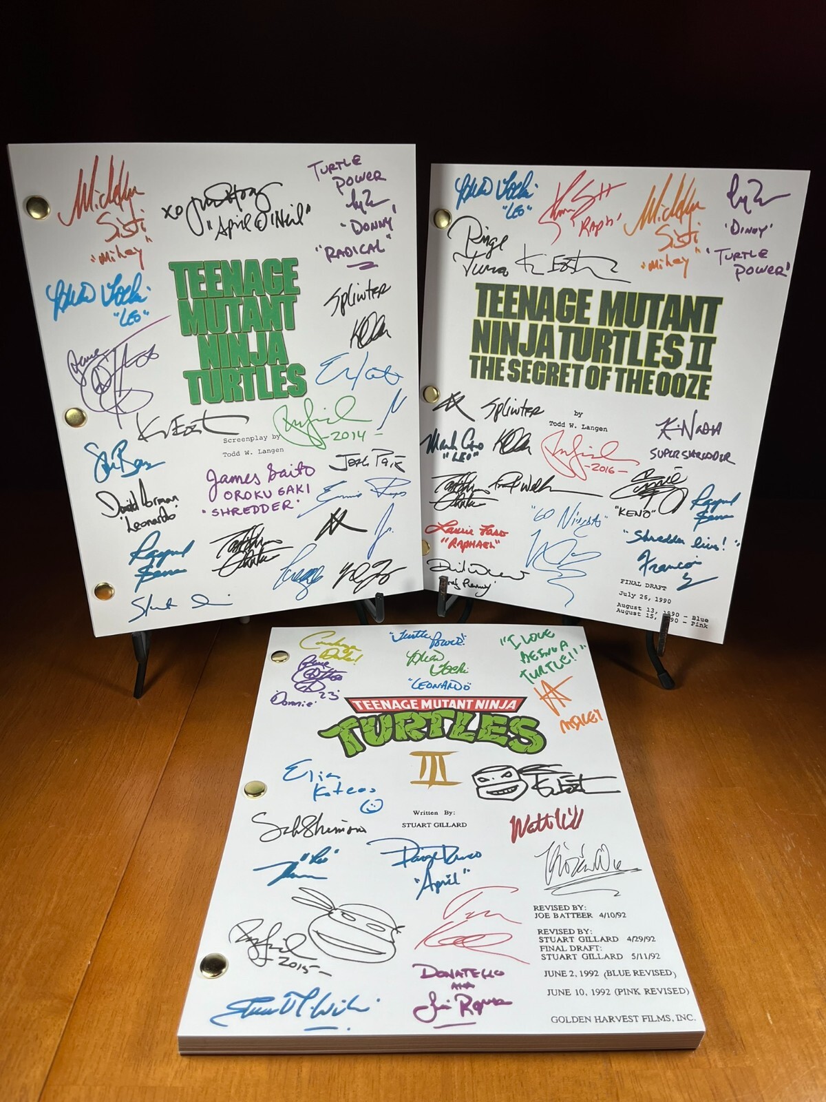 Teenage Mutant Ninja Turtles Trilogy Scripts Signed- Autograph Reprints- TMNT