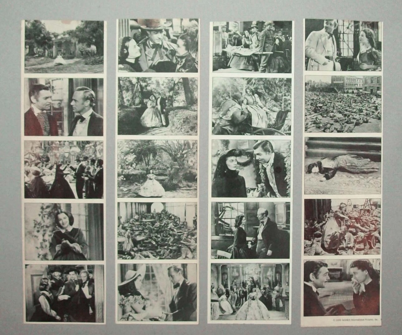 Old Vtg 1939 Gone With The Wind Movie Scene Strips 20 images on 4 Small strips
