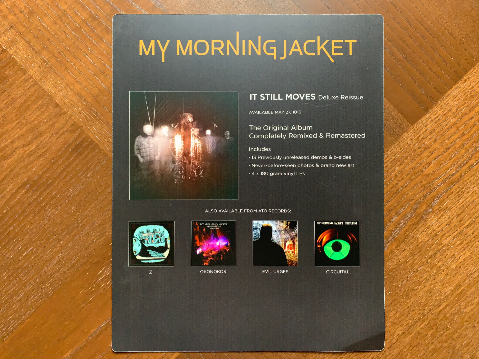 MY MORNING JACKET Vinyl Record Store Album Divider Card 13×16 PROMO ONLY! 2016