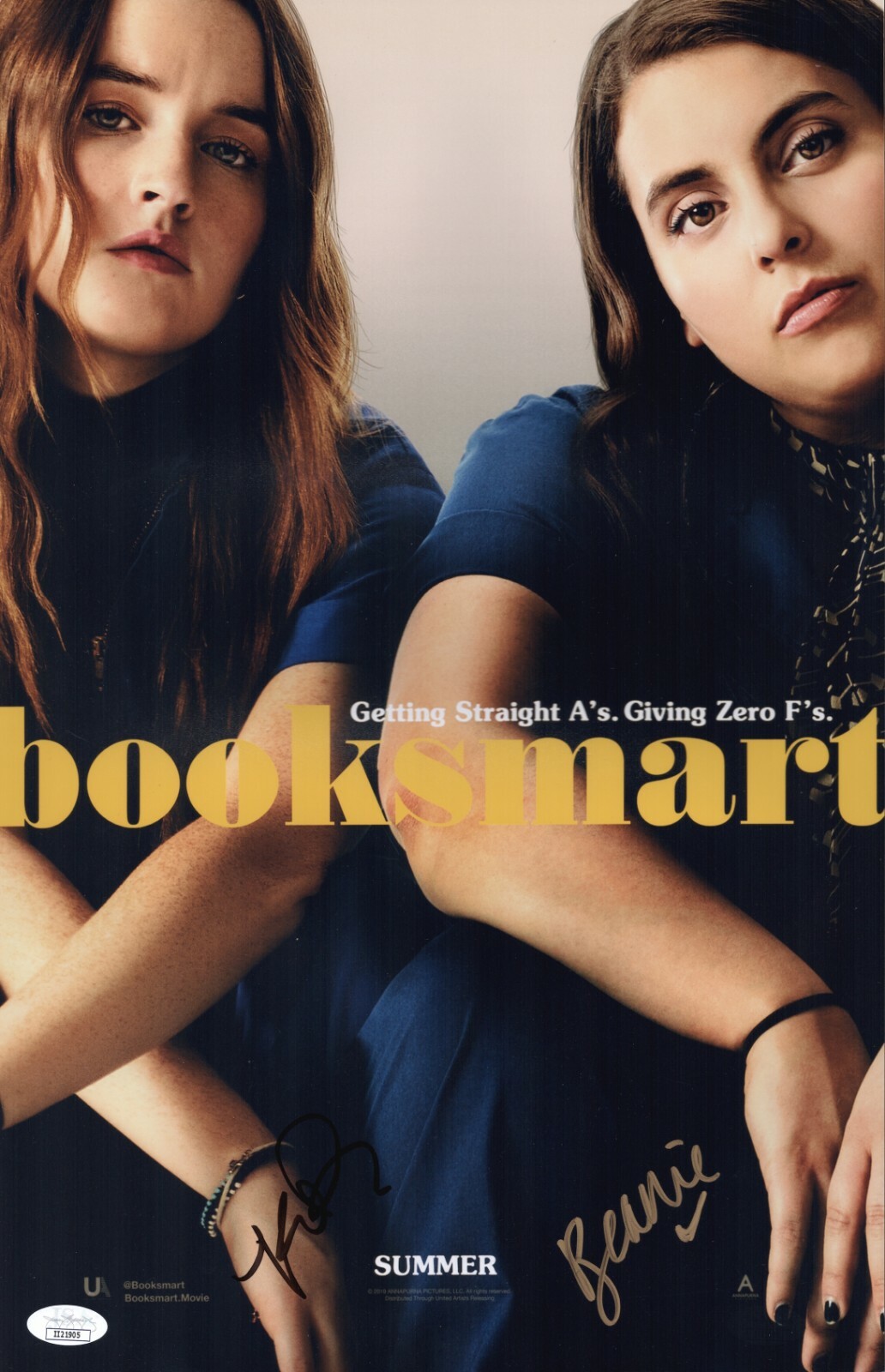Kaitlyn Dever Beanie Feldstein Signed 11×17 Booksmart Authentic Auto JSA COA