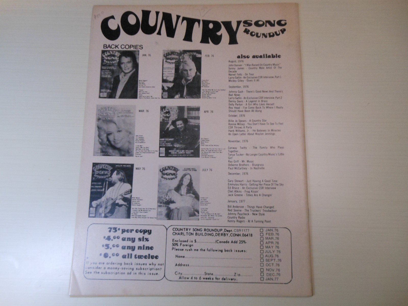 Country Song Roundup Nov 1977 Kris Kristofferson Cover Conway Twitty Vintage