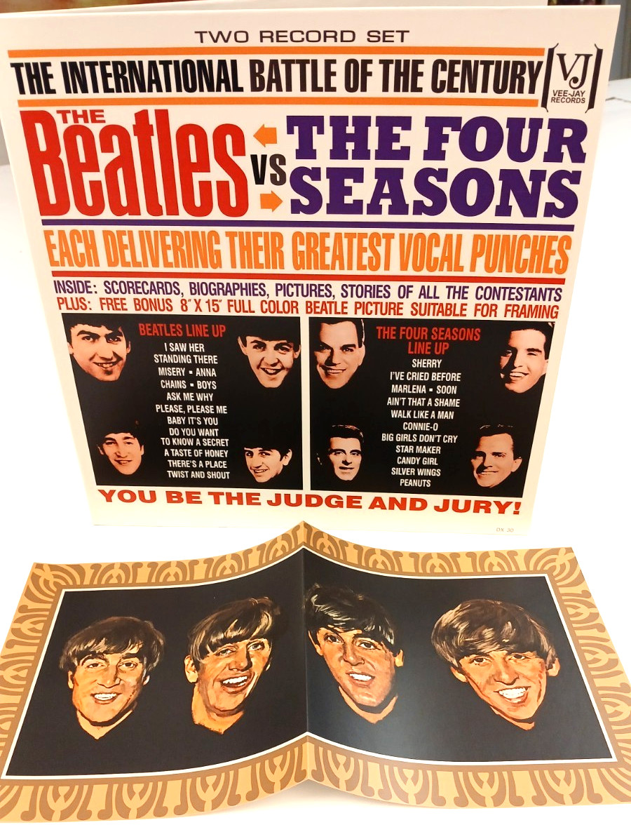 BEATLES vs Four Seasons Fantasy Gatefold Cover & 8×15 VJ Poster! VeeJay DX 30