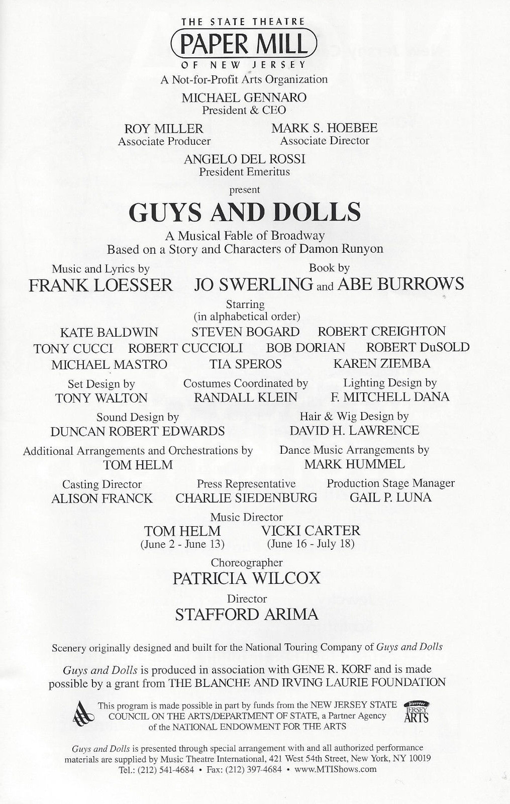 Kate Baldwin “GUYS & DOLLS” Robert Cuccioli / Frank Loesser 2004 Playbill