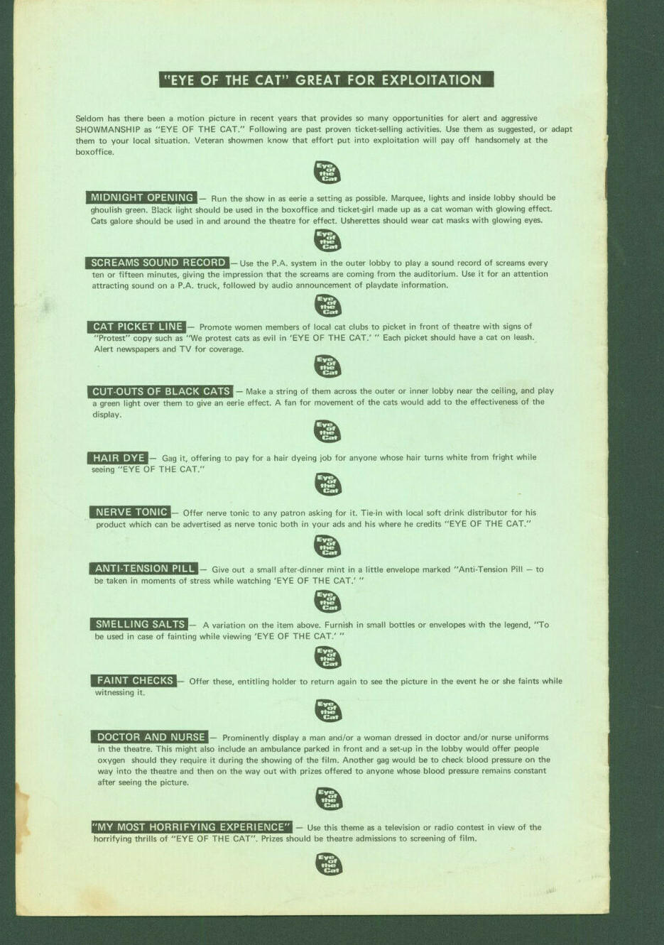Eye of the Cat (1969) press book Michael Sarrazin, Gayle Hunnicutt, Eleanor Park