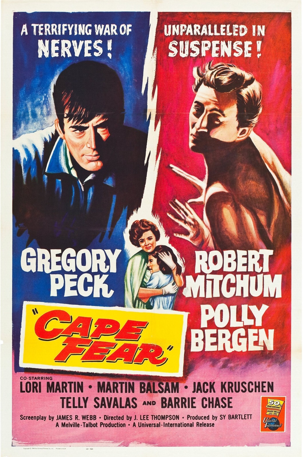 1962 Cape Fear Movie Poster 11X17 Gregory Peck Robert Mitchum Polly Bergen 🍿