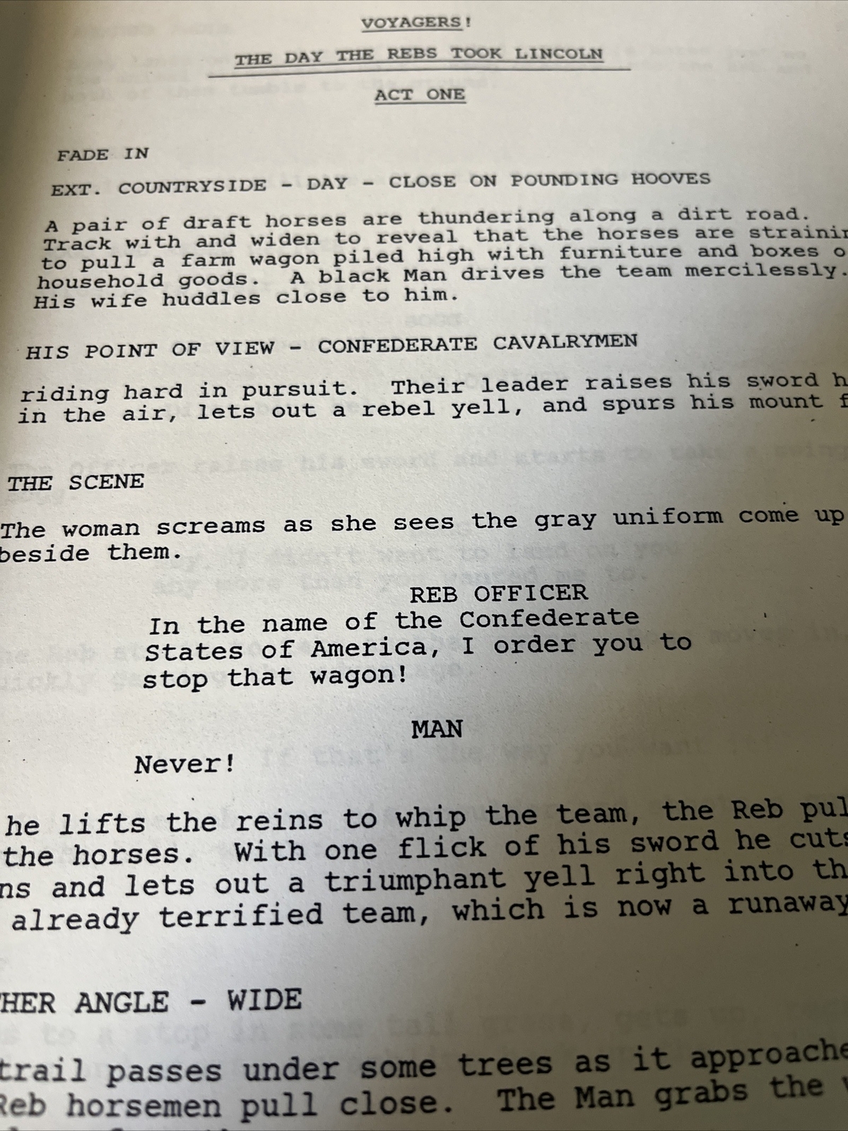 VOYAGERS! TV. SCRIPT “THE DAY THE REBS TOOK LINCOLN” – June, 1982 – VF/XF!