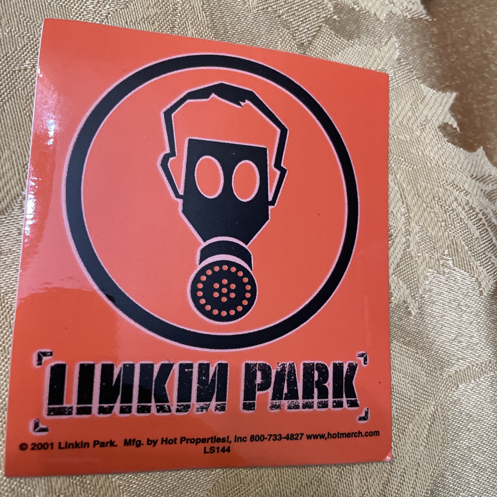 ” Linkin Park ” Face Mask Orange Bumper Sticker/Decal New Old Stock 2001