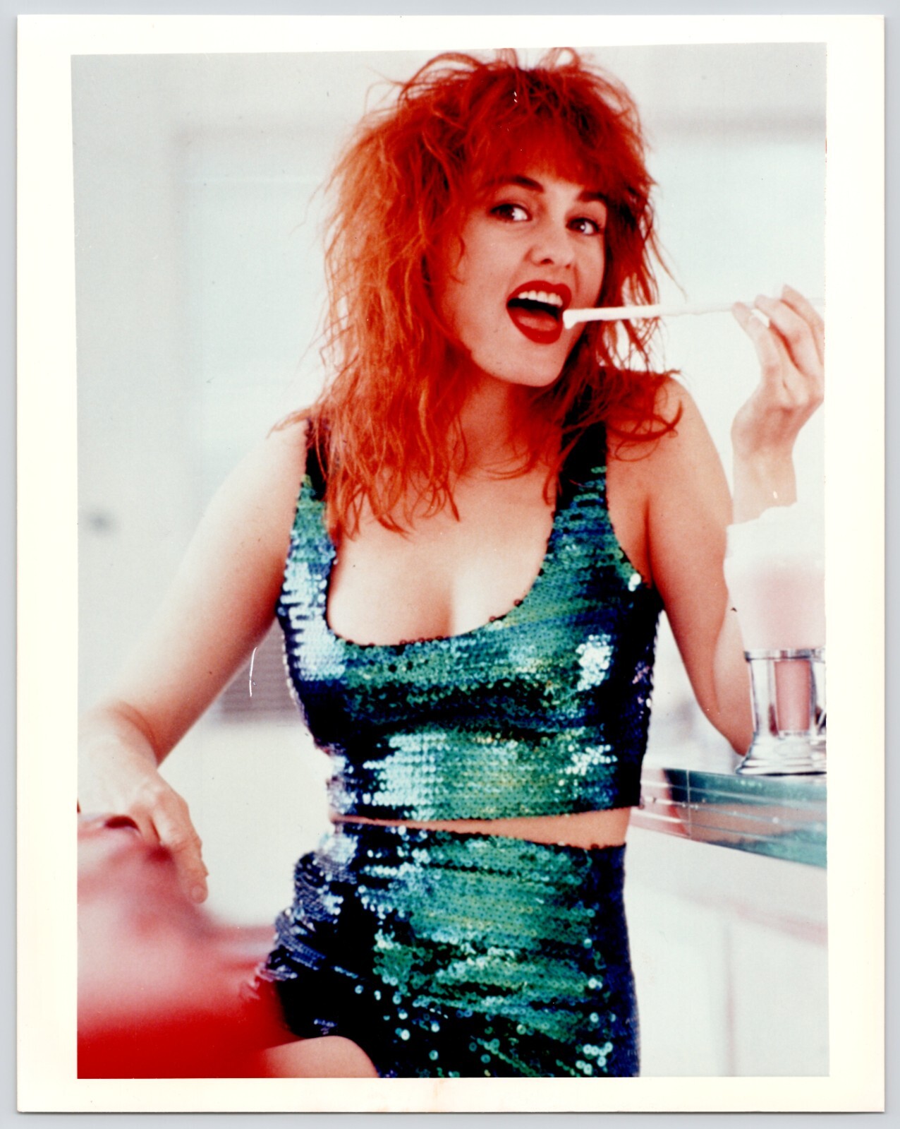 Julie Brown Green Sequin Outfit Model Actress Original Publicity Photo 8×10