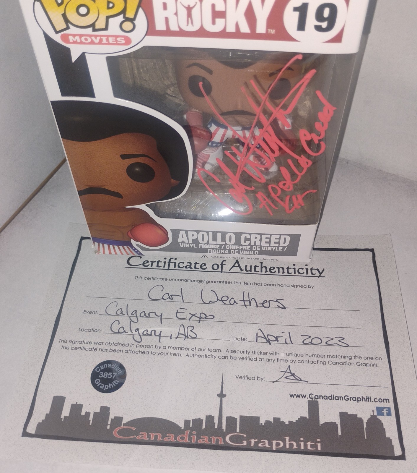 Carl Weathers Hand Signed Apollo Creed Funko Pop COA – NO US TARIFF