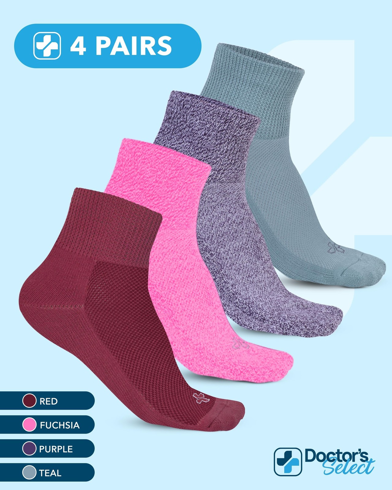 Doctor’s Select Diabetic Ankle Socks for Women and Men – 4 Pairs | Unisex Adu…