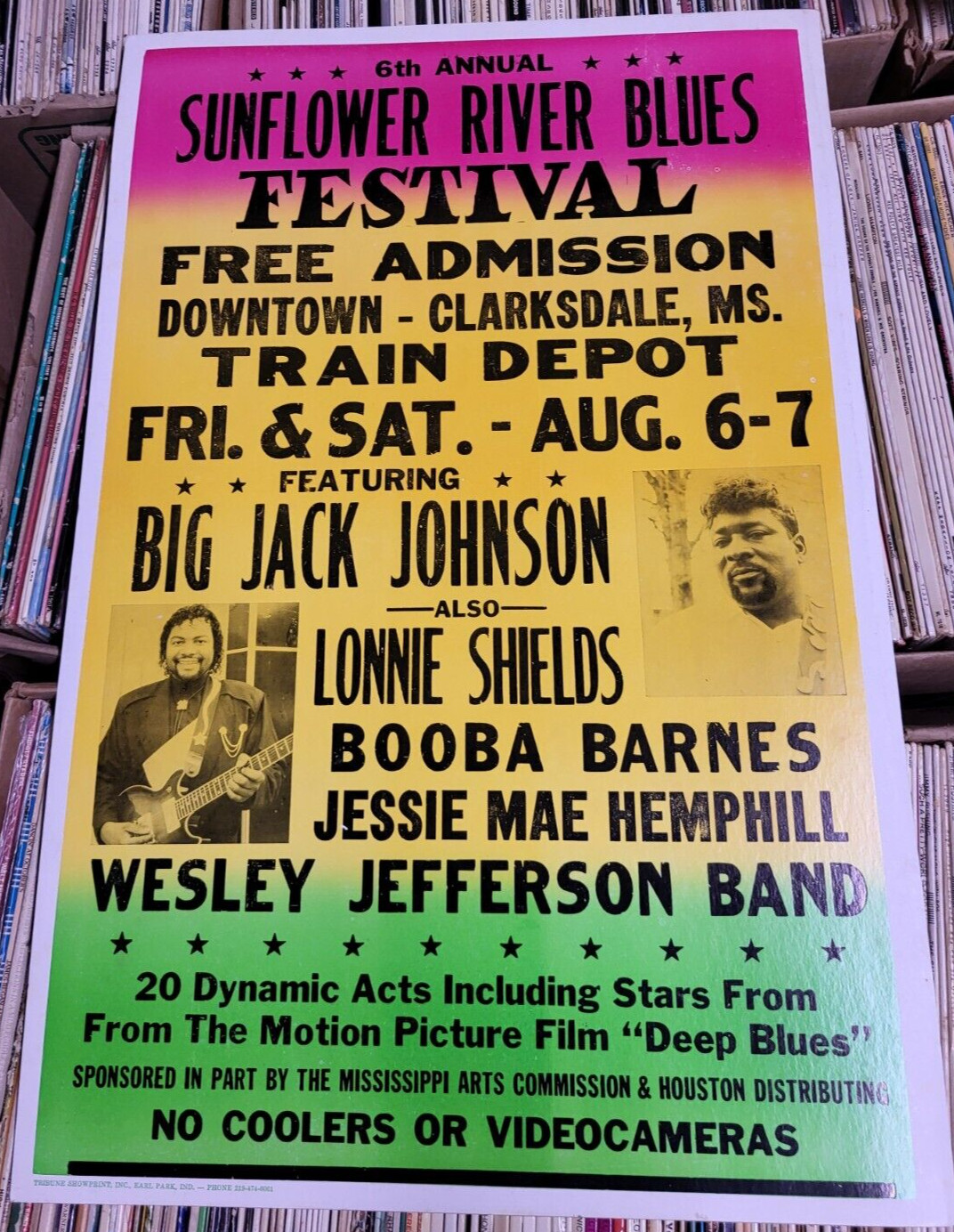 6th Sunflower River Blues Festival MS Vintage Boxing Style Poster Handbill 17×26
