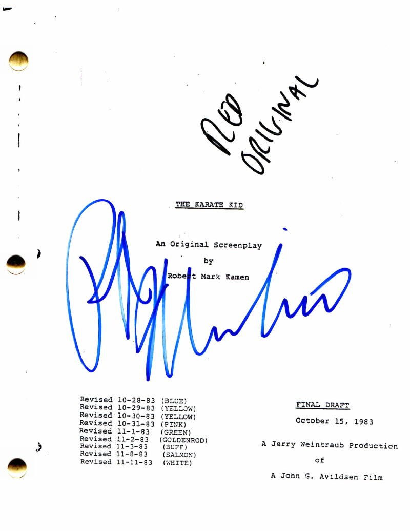 RALPH MACCHIO SIGNED AUTOGRAPH – THE KARATE KID MOVIE SCRIPT – ELISABETH SHUE