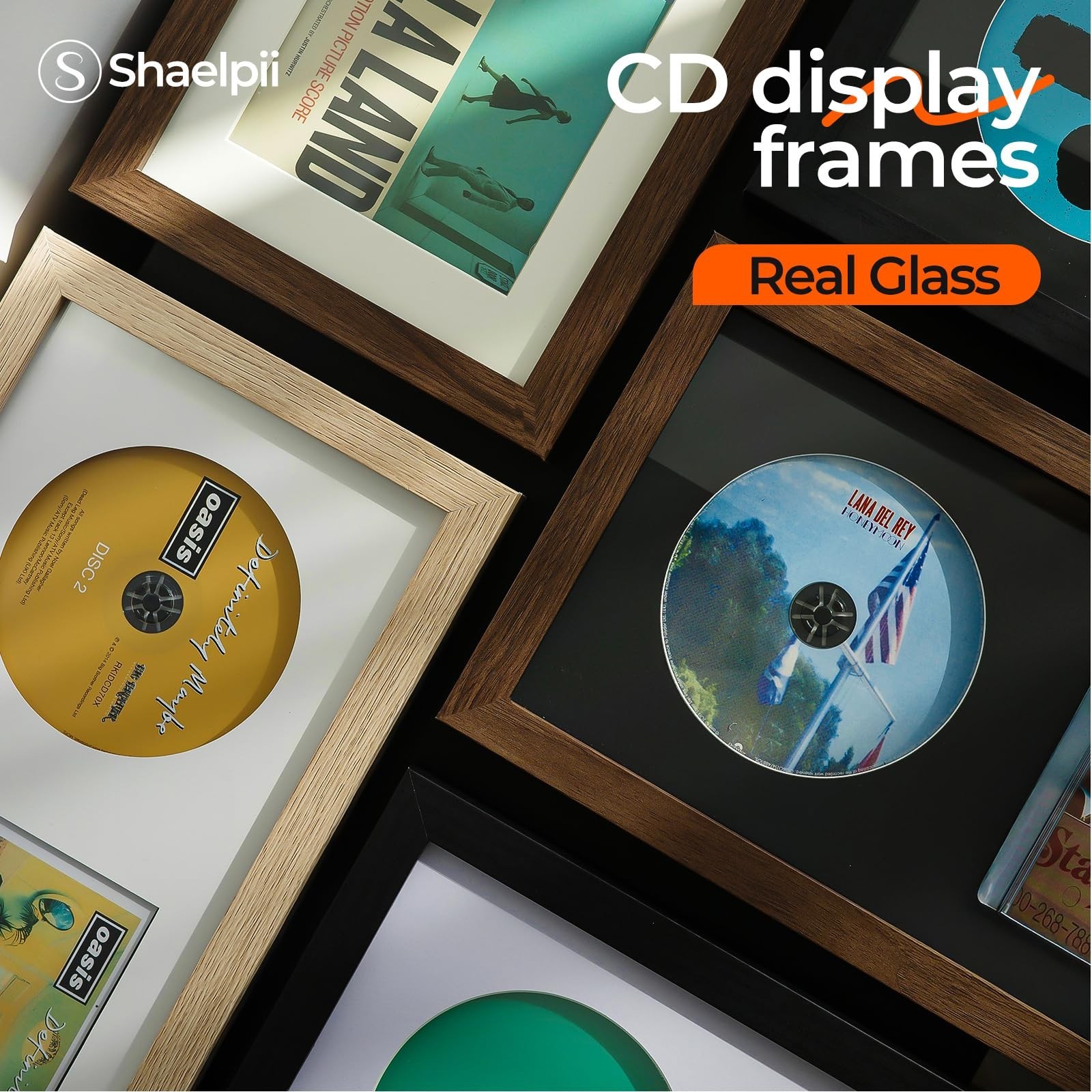 CD Display Frame with Real Glass, Signed Music Disc Wooden Case for Tabletop&…