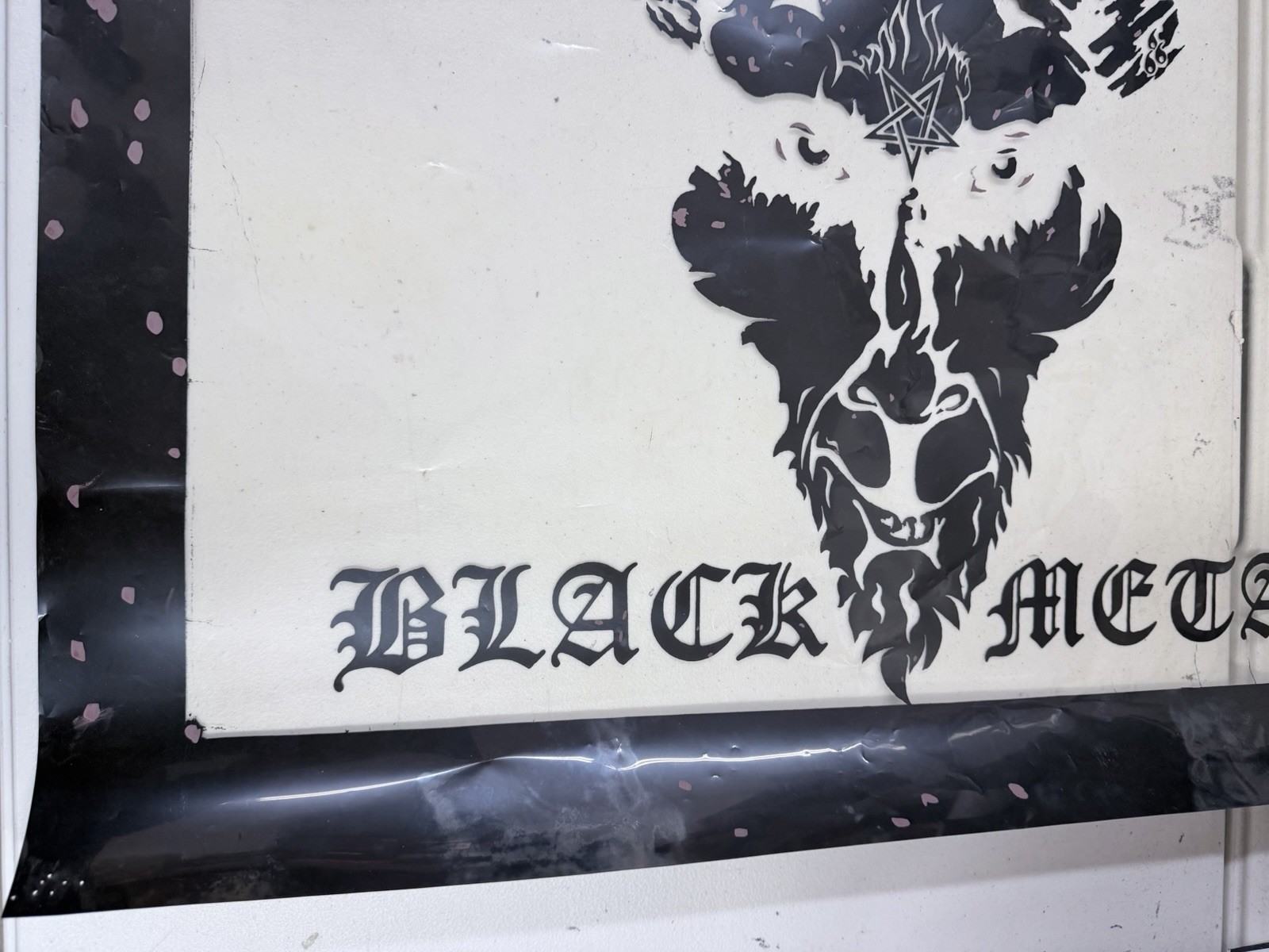Original Venom “Black Metal” MFG Plastic Screen For Tapestries 1980s 30×30”