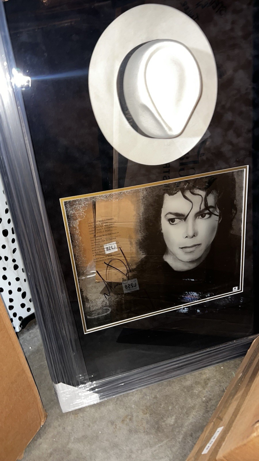 Michael Jackson Signed Autographed Mirror With Fedora Hat & frame Global Authent