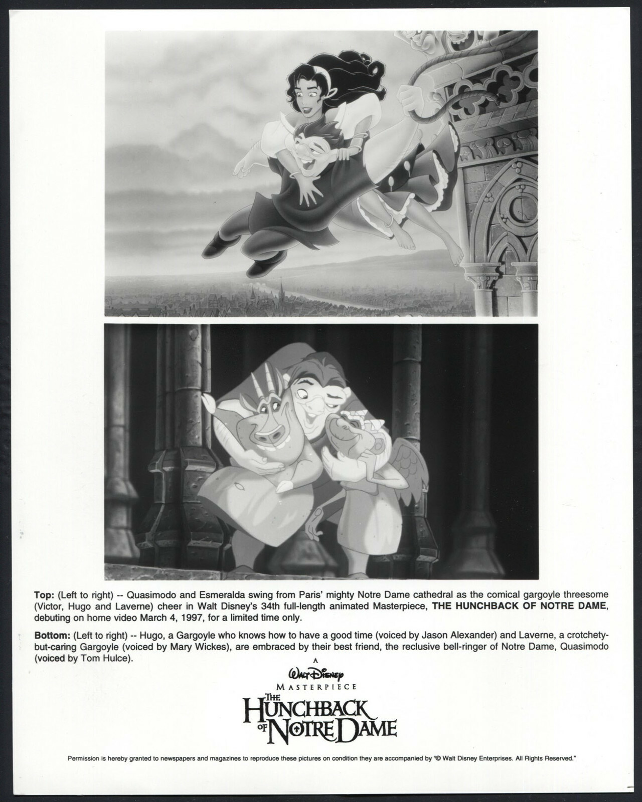 The Hunchback Of Notre Dame QUASIMODO ESMERALDA HUGO LAVERNE CARTOON ANIMATION