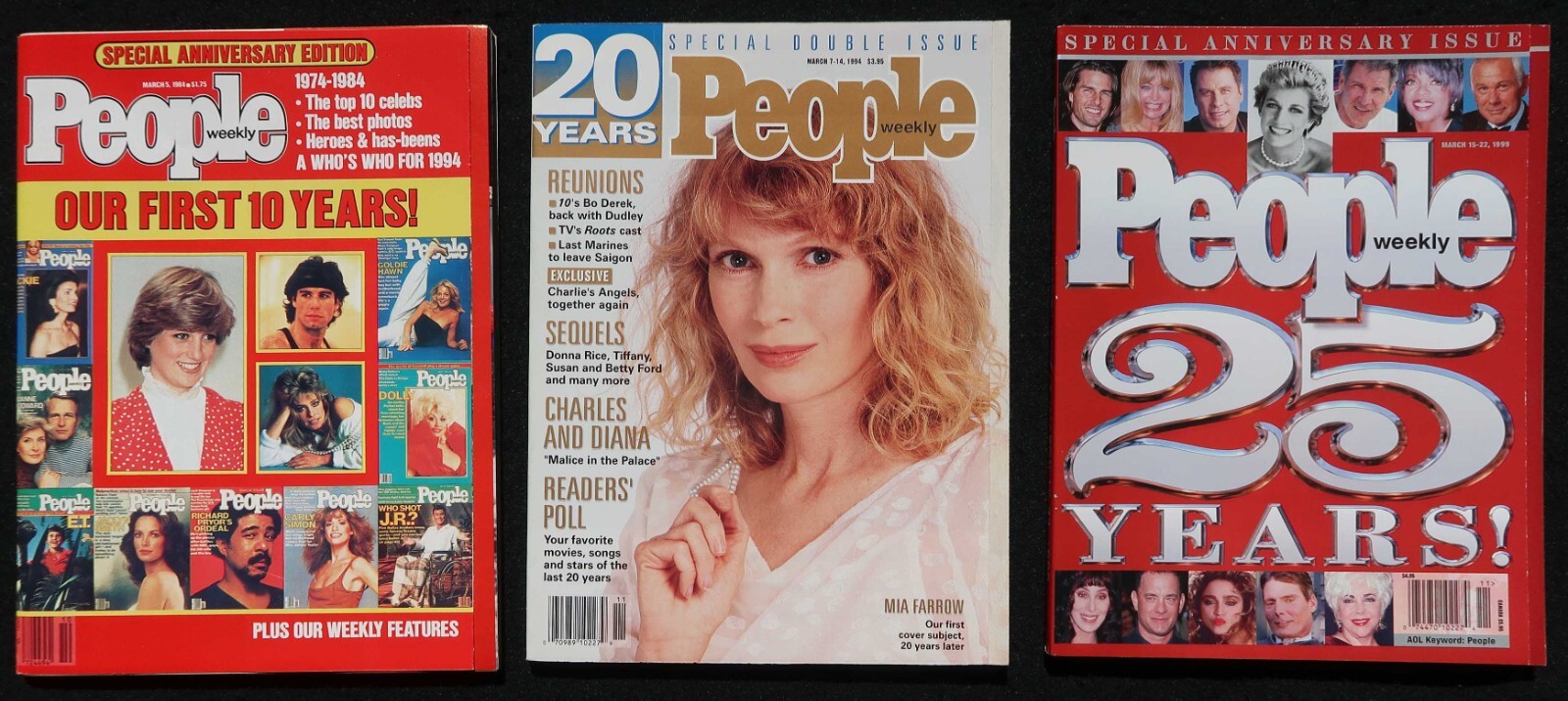 10th, 20th and 25th Anniversary Issues of People Magazine, 1984, 1994, 1999