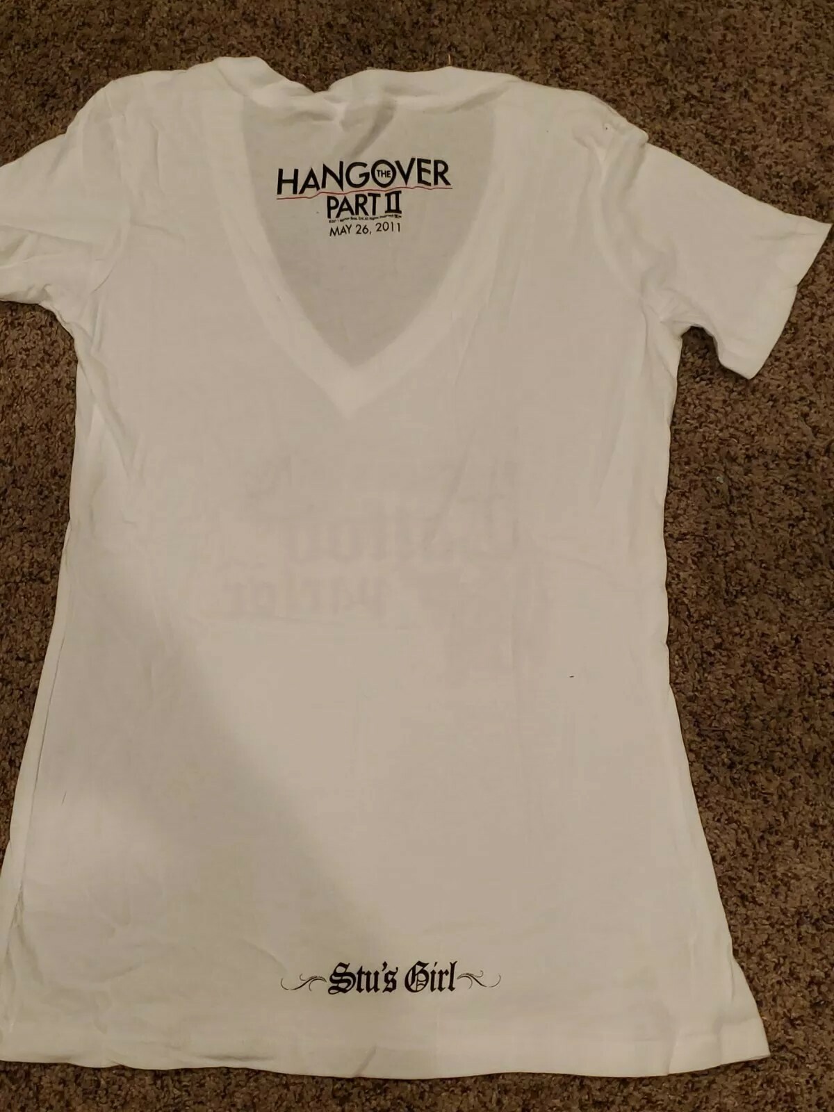 Hangover Part II Bangkoks Tattoo Parlor Movie Promo White T Shirt V Neck Women