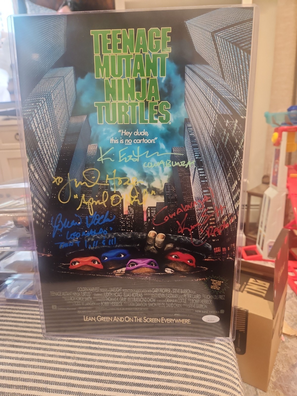 Autograohed JSA COA Signed TMNT 1990 Movie 11×17 Hoag Scott Tochi Eastman Auto