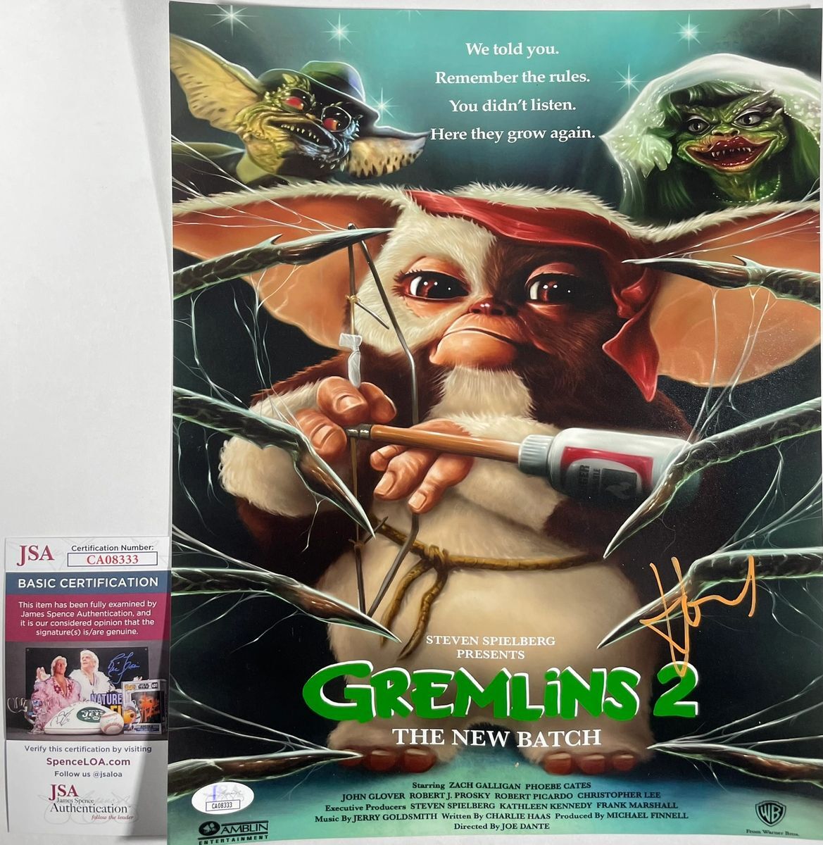 Howie Mandel Signed Gremlins 2 New Batch 11×14 Movie Poster Autograph JSA COA