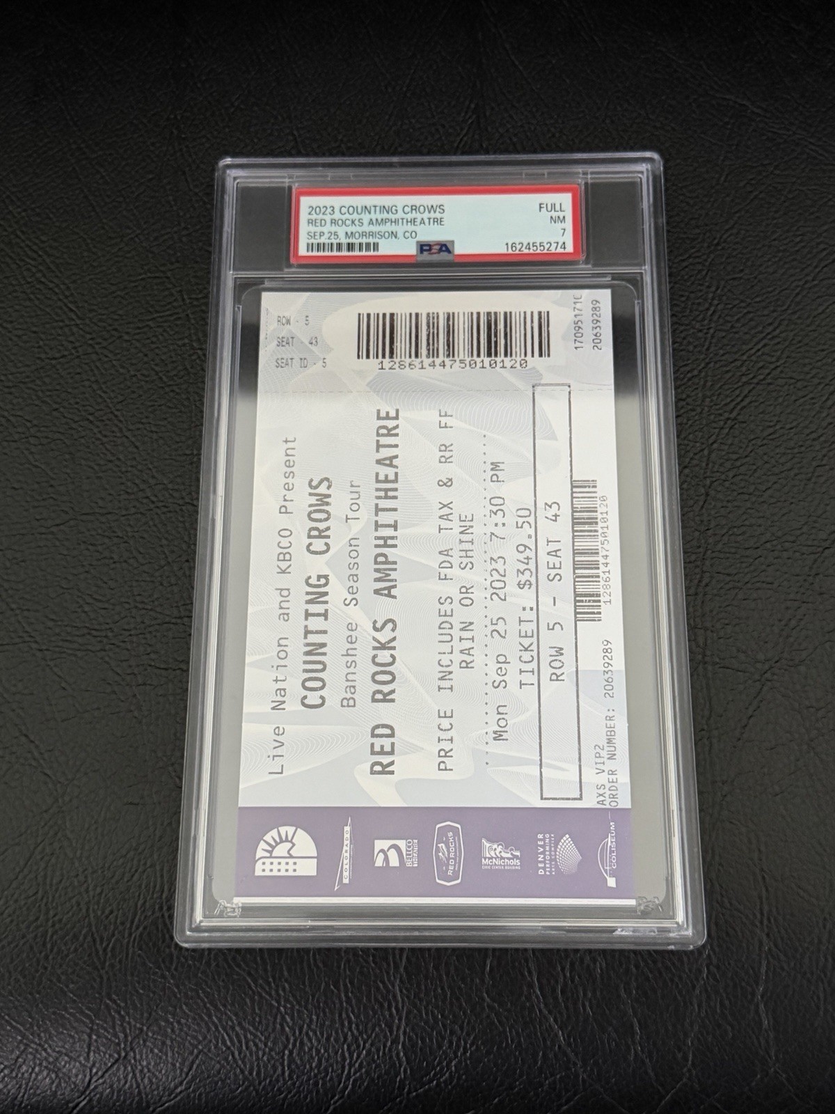 2023 Counting Crows Red Rocks PSA 7 Graded Ticket Stub