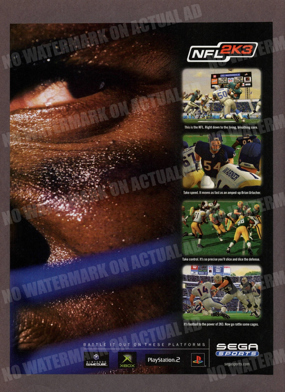 NFL 2K3 Sega Sports Trade Print Magazine Ad Video Game ADVERT PS2 Xbox GameCube