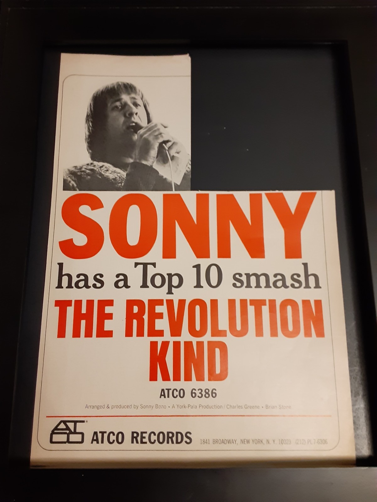 Sonny Bono The Revolution Kind Rare Original Promo Poster Ad Framed!