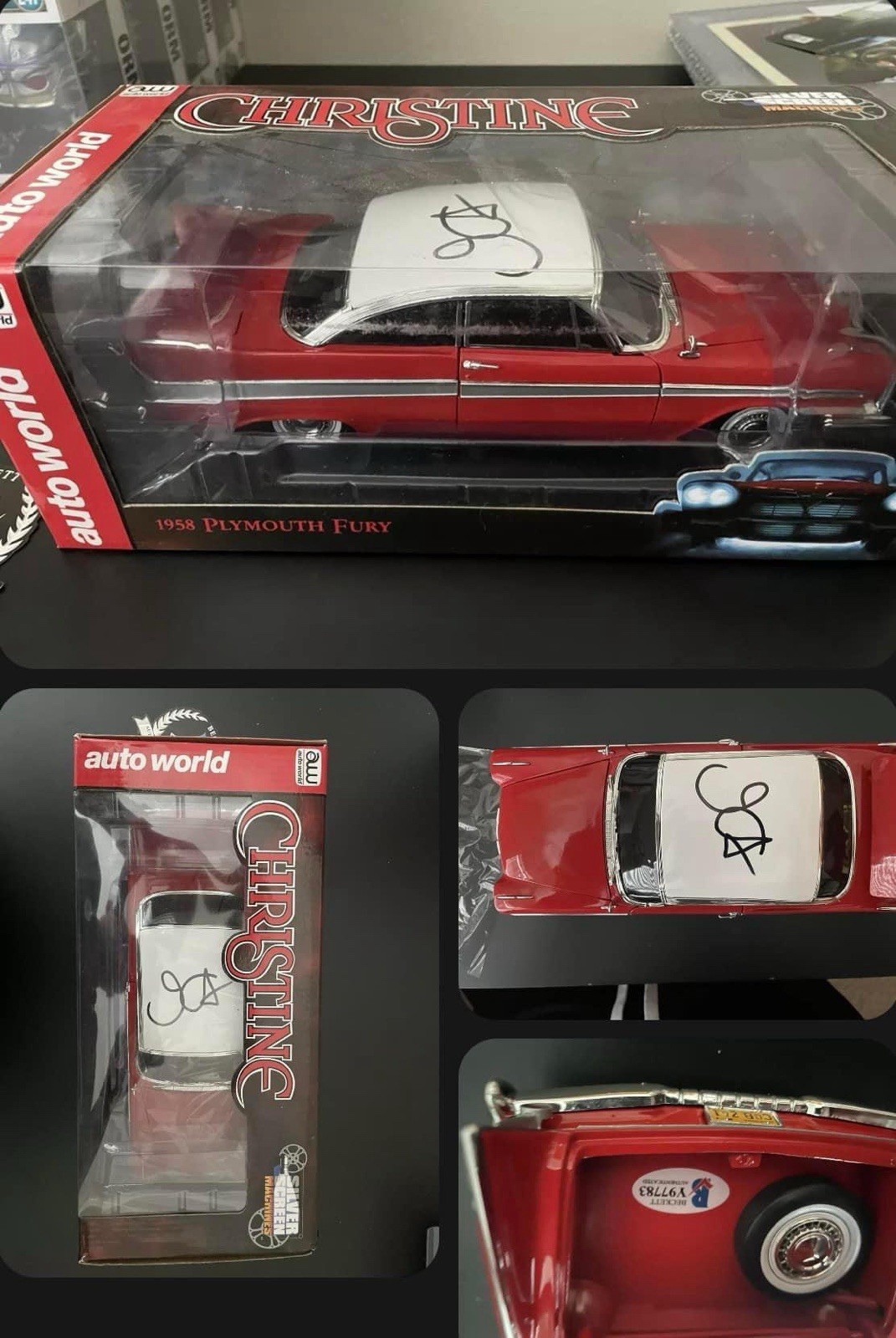 John Carpenter Christine Signed 1958 Plymouth Fury 1:18 Diecast Car BAS