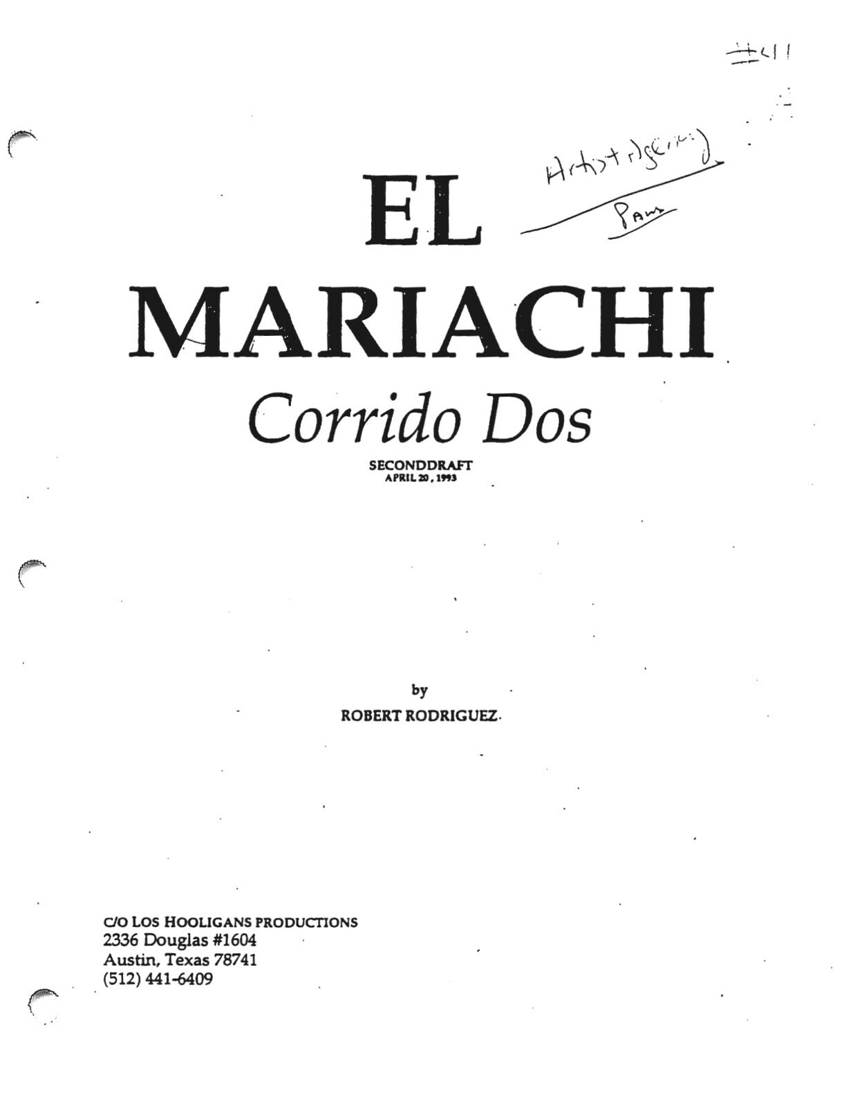 DESPERADO rare movie screenplay by ROBERT RODRIGUEZ