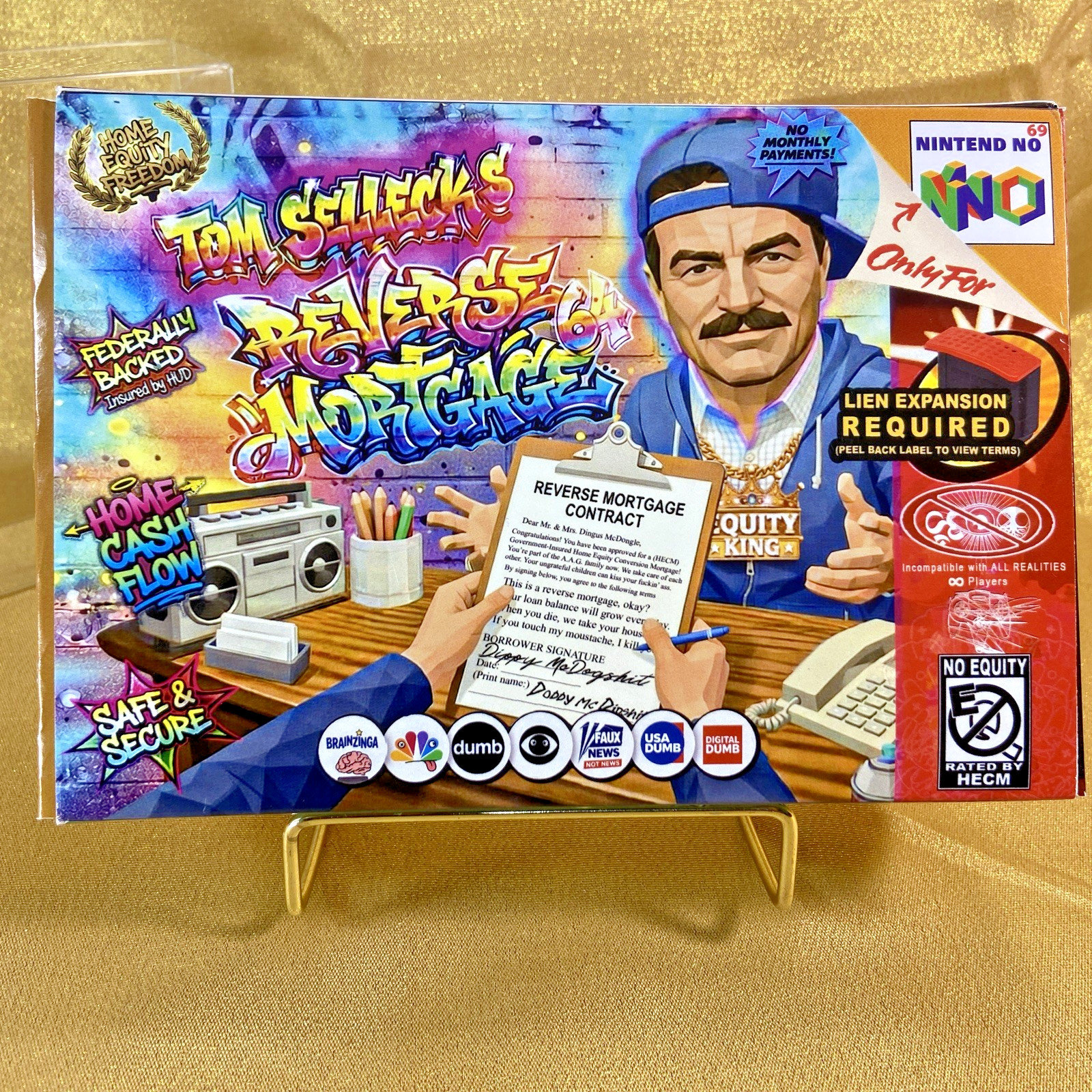 Tom Selleck Reverse Mortgage / Nintendo 64 collectible Video Game Retro Display
