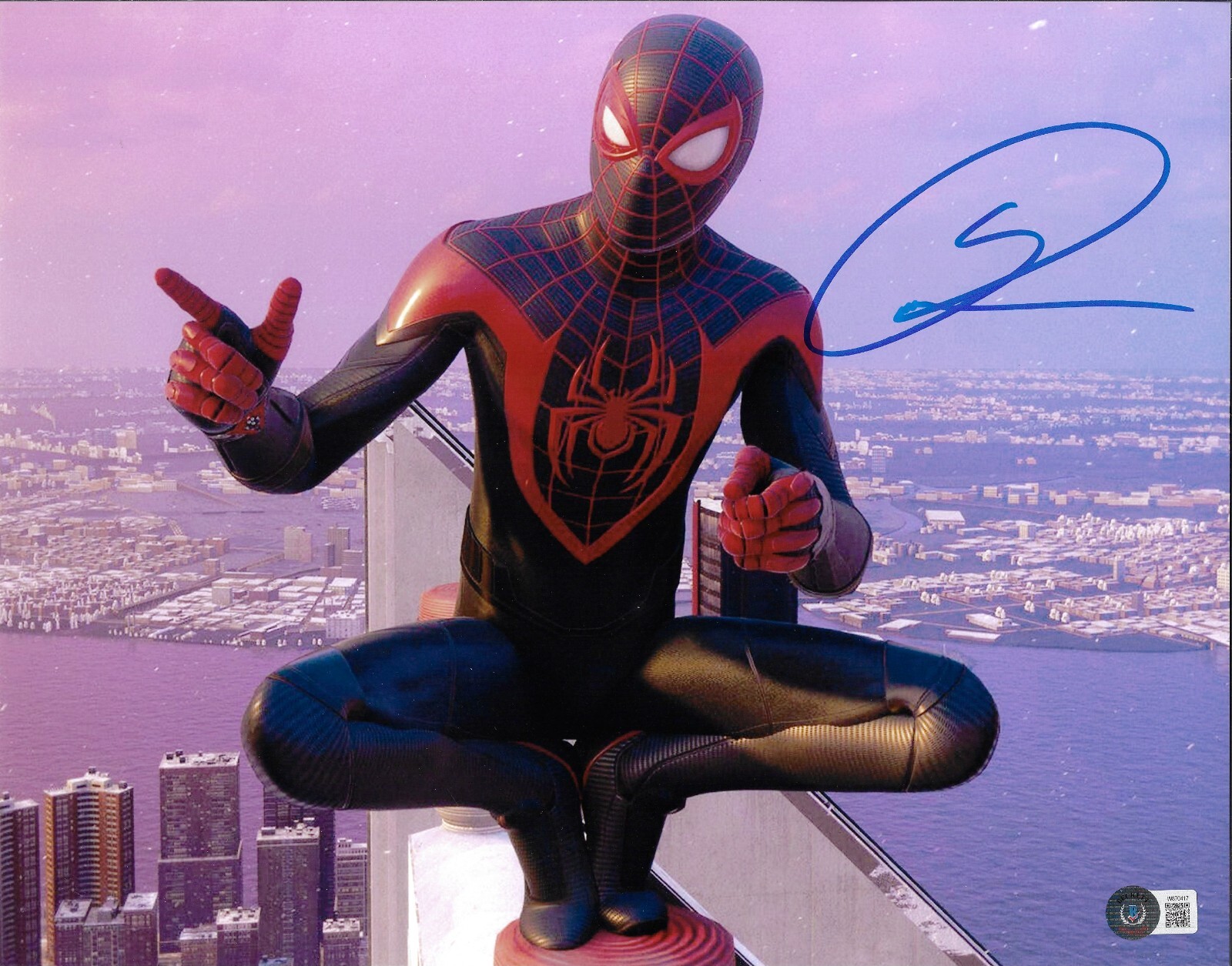 Shameik Moore Signed 11×14 Spider-Man Spider-Verse Photo BAS Beckett Witnessed