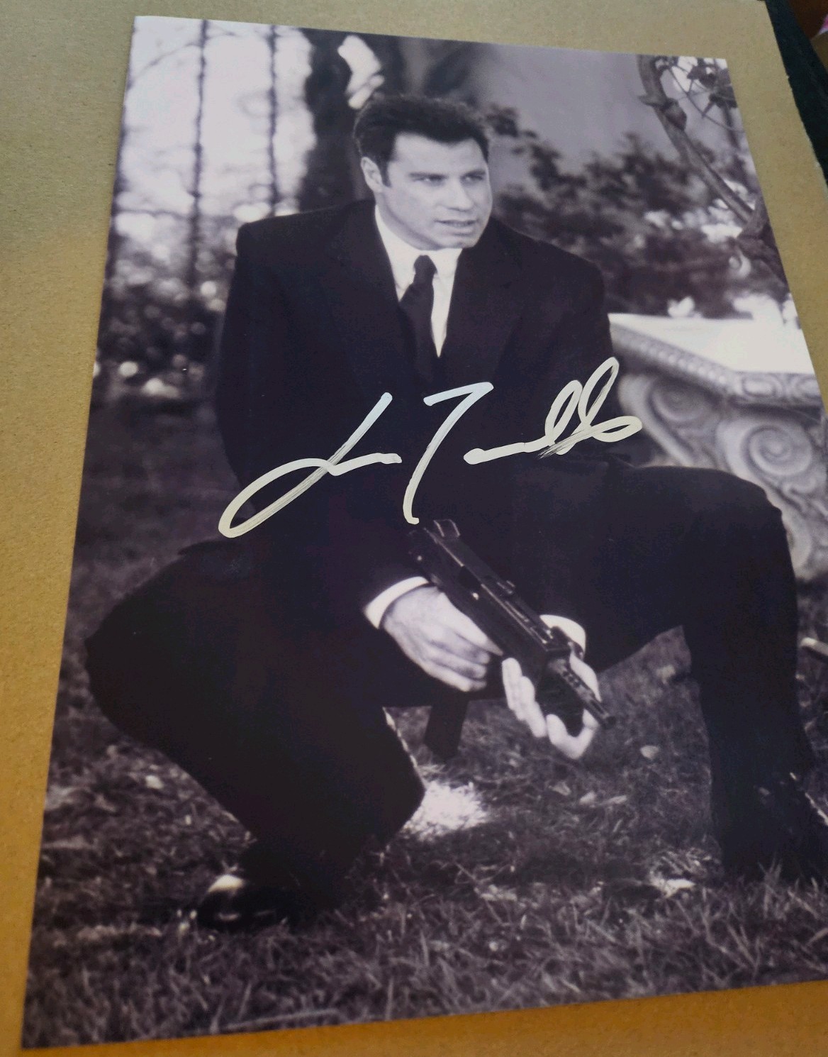 JOHN TRAVOLTA ORIGINAL AUTOGRAPH W/COA 8X12″ FACE/OFF B&W PHOTO, PERFECT