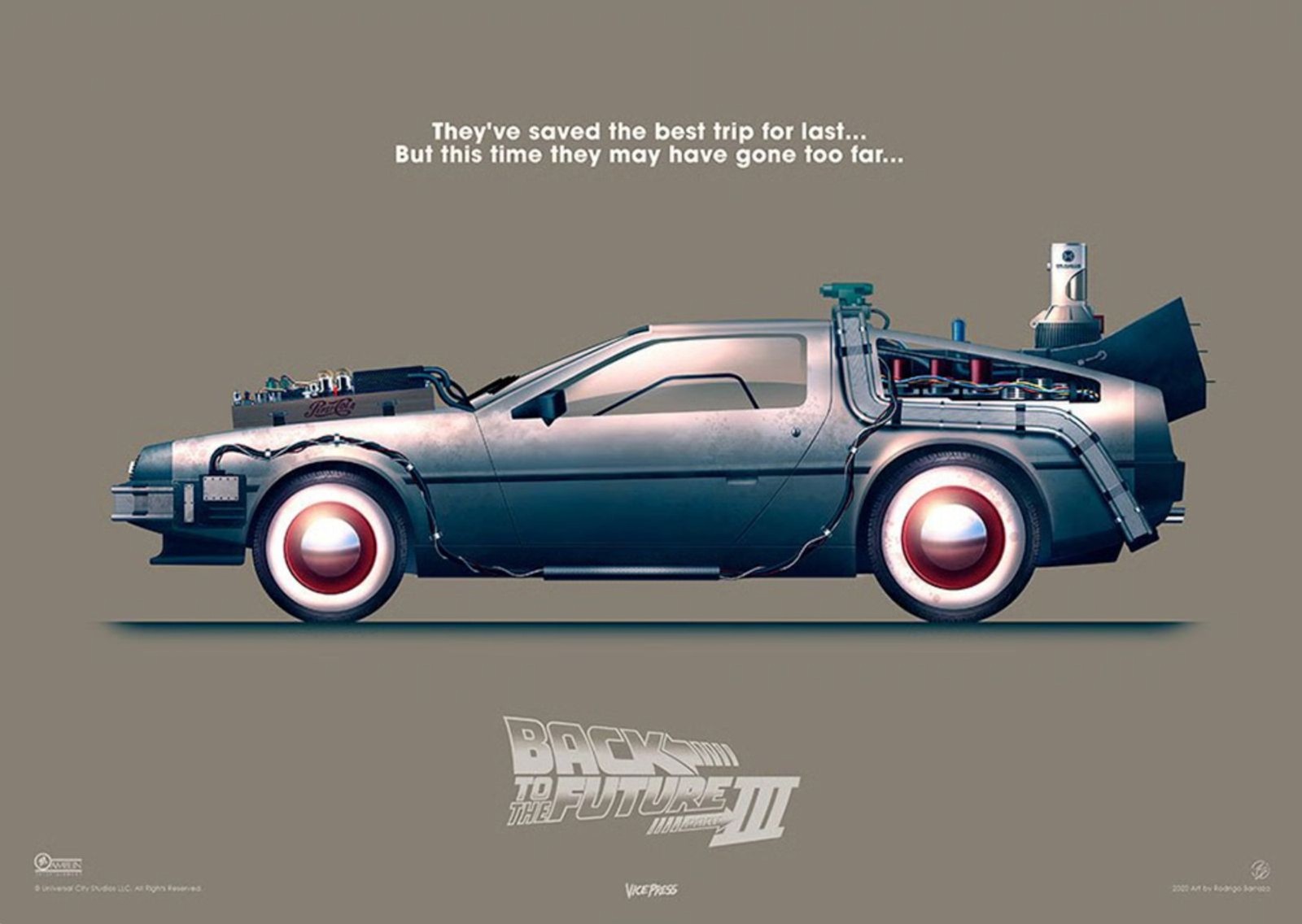 Sideshow Back to the Future – Delorean Set 3 Art Print Rodrigo Barraza 16.5×11
