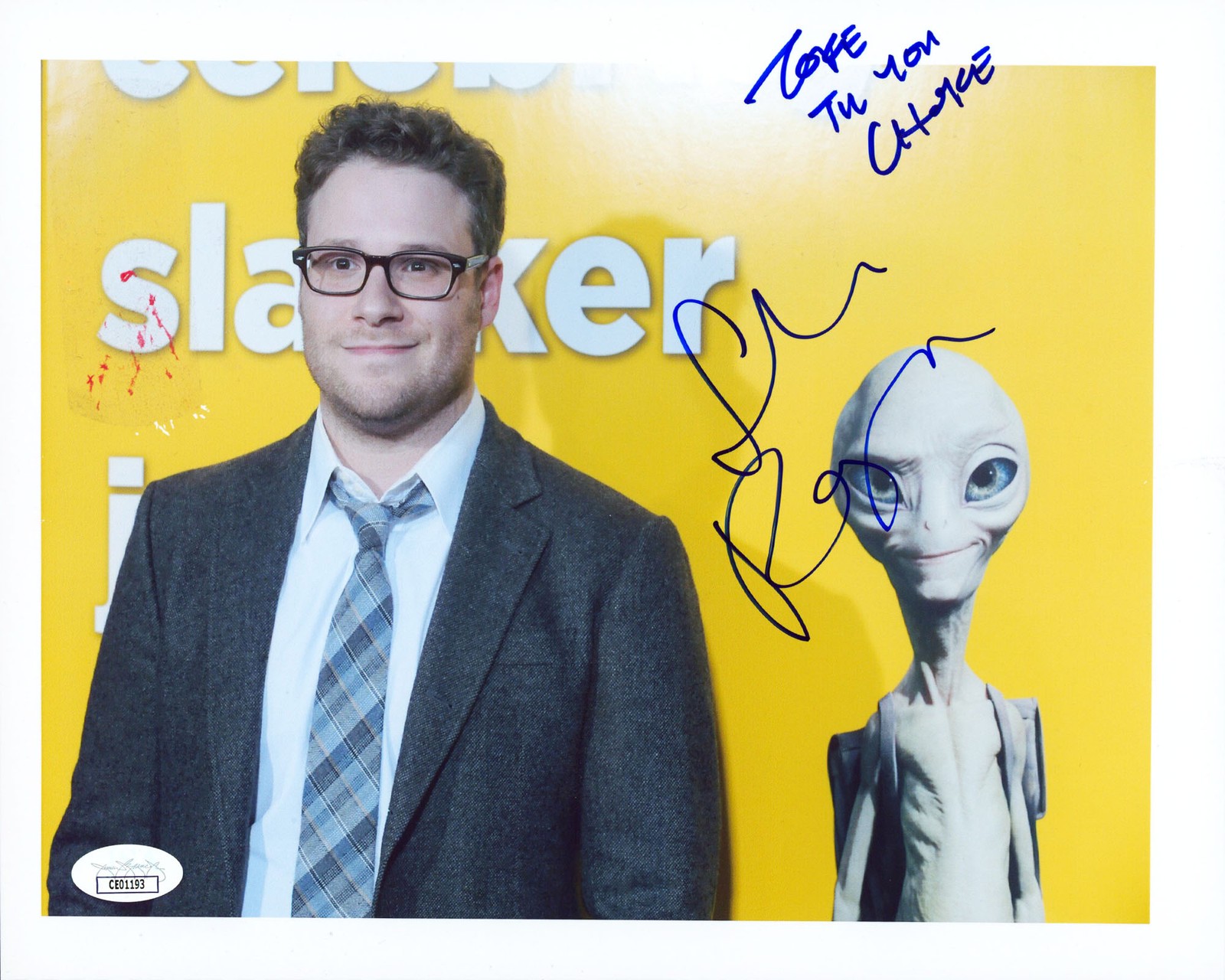 Simon Pegg Paul “Toke Til You Choke” Authentic Signed 8.5×11 Photo JSA #CE01193