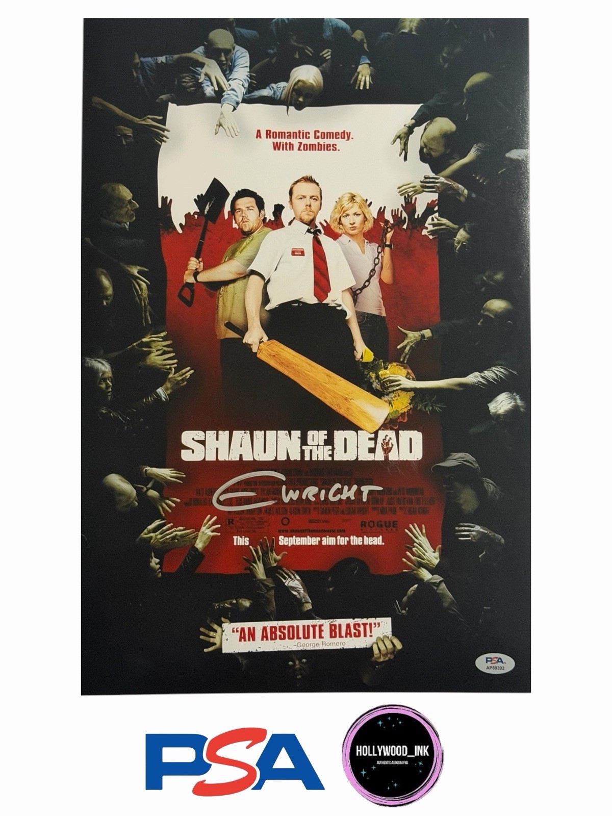 EDGAR WRIGHT SIGNED 12×18 SHAWN OF THE DEAD AUTOGRAPH PHOTO PSA/DNA COA-B