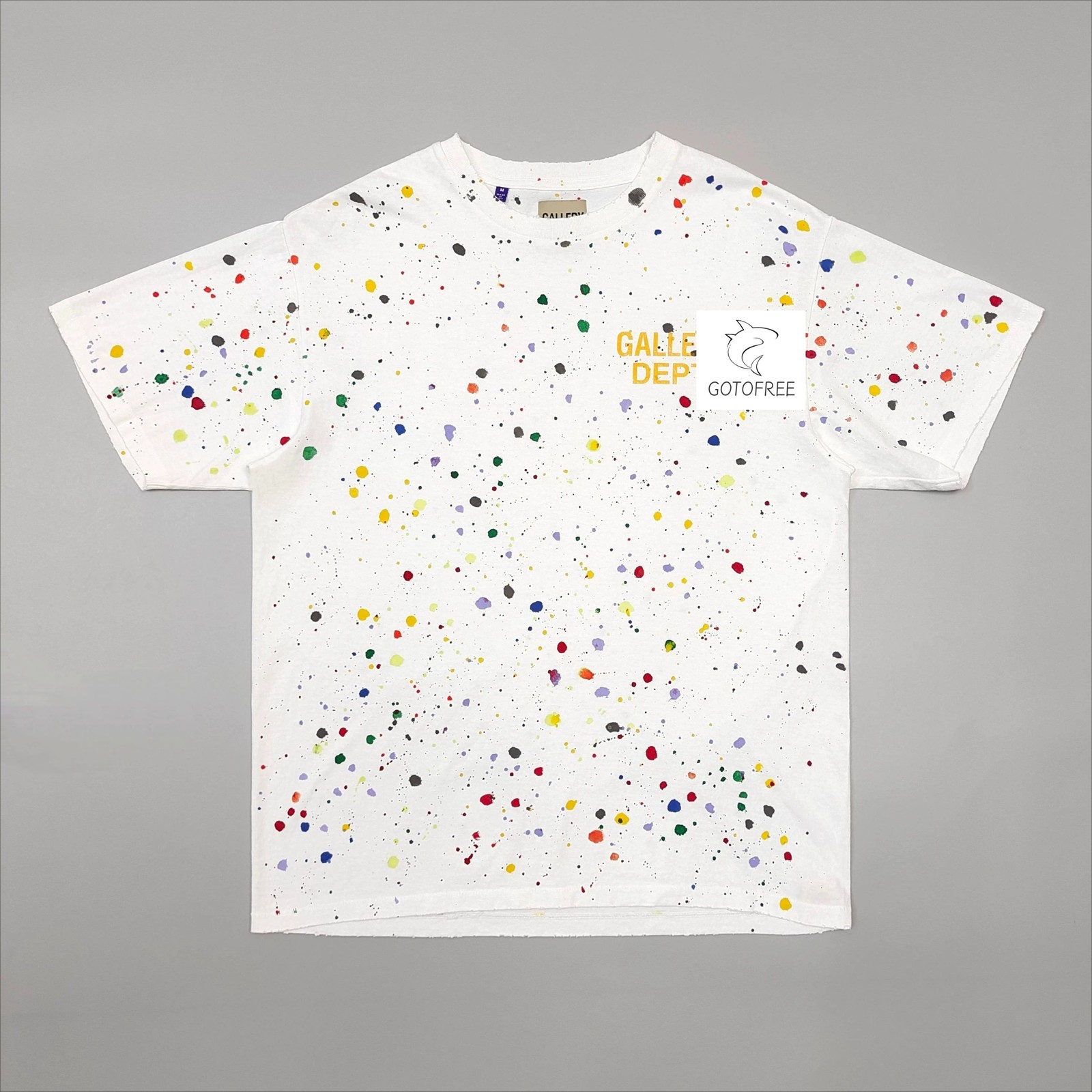 GOTOFREE AMERICAN HIGH STREET SPLASH INK SHORT SLEEVE TEE UNISEX CASUAL TOP