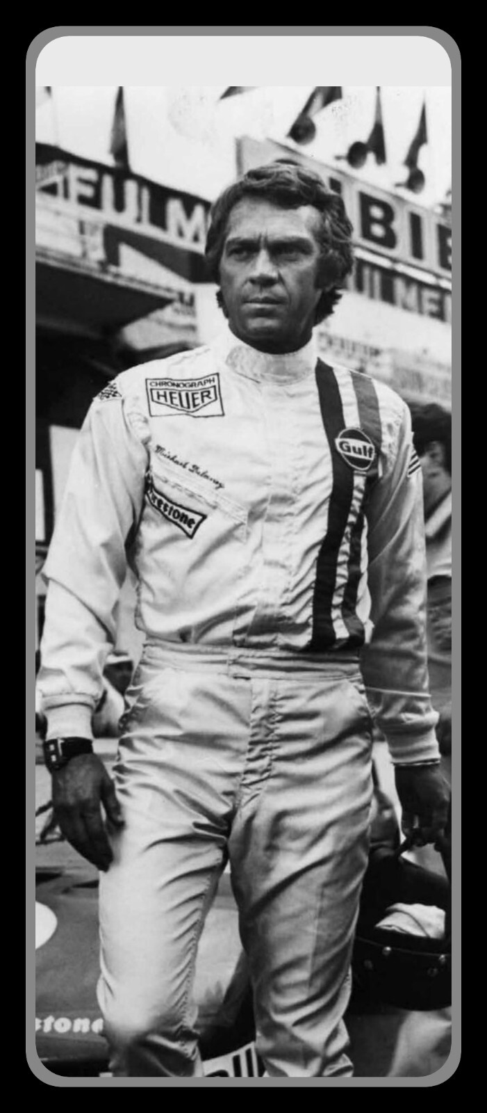 STEVE MCQUEEN – From the Movie Le Mans – Laminated Bookmark – 2.5 x 6 in