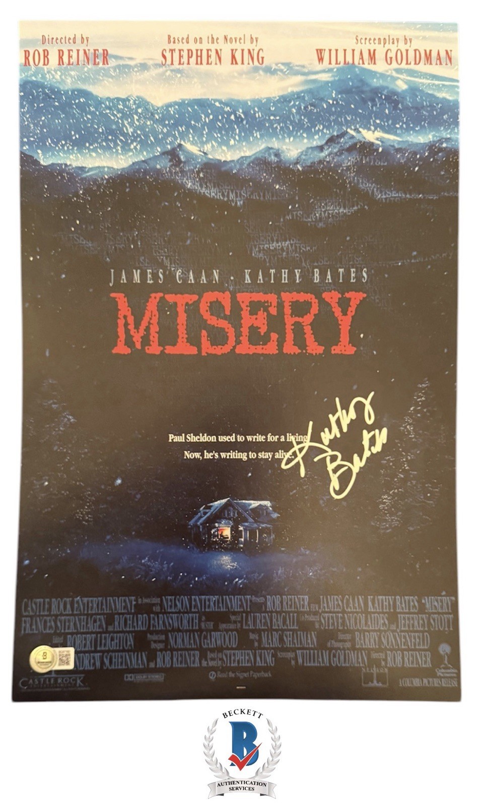 Kathy Bates Autograph Signed 11×17 Misery Photo with Beckett COA